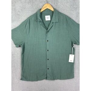 Katin Teller Shirt Mens Large Green Short Sleeve Button Up Rayon Linen Casual